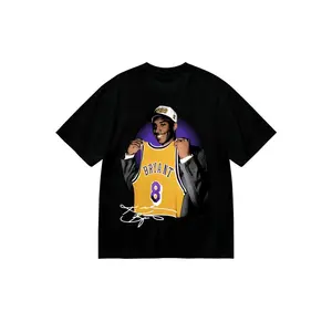 Kobe Eight Black Pattern Comfortable Cotton Men'S Crew Neck Short Sleeve T-Shirt 180g