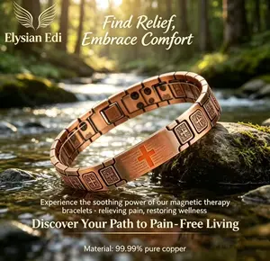 [ARTHRITIS PAIN RELIEF] 99.99% Pure Copper Magnetic Therapy Bracelet for Men. High-Strength Magnets for Joint Support & Blood Circulation. Cross Pattern Adjustable Link Band, Natural Healing Gift for Dad/Him. **