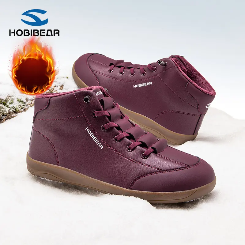 HOBIBEAR Women's Winter Boots, Casual Mid-Top Walking Shoes with Wide Toe Box, Warm Cozy and Lightweight for Cold Weather, Thin, Breathable, Footwear, Fabric, Slip On, Rubber, Round Toe, Flat, Synthetic, Plush, Mid Calf, All Seasons