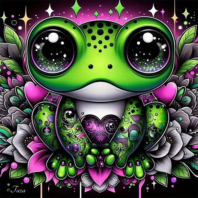 Frog Pattern DIY Diamond Arts Colorful Painting Kit without Frame, Crafts, DIY 5D Diamond Arts Colorful Painting Kit, Wall Art Decor for Home Living Room Bedroom, Diamond Painting Kits