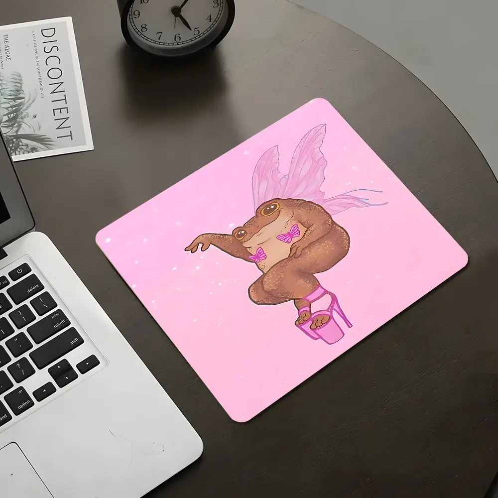 Frog Fairy Contrast Cute Style Square Computer Mouse Pad, Gaming Mousepad, Gaming Mouse Pads, Funny Desktop Decoration Pad, Rubber Non-Slip Lock Edge Small Size Pad, Suitable For Laptop Desktop Games Work, Ideal Funny Gift For Family And Friends