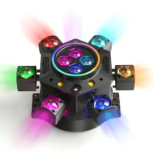 Moving Head DJ Lights, Support DMX-512 & Remote, Mixed Effects 6 Arms Party Light, 4 in 1 Bee-Eyes Effect Light, Red Green Starry, White & Amber Strobe for Party Bar Disco Club DJ