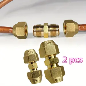 Pack Of 2 Quick-Connect Water Pipe Connectors, 1/4inch & 3/8inch Copper Pipe Extension Joint Connectors,Adapters Hose Connector for HVAC Air Conditioning Refrigeration Copper Tube