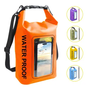 Waterproof Dry Bag 5L to 40L with Touchscreen Phone Window for Travel Swimming and Beach Activities Lightweight Roll Top Storage Backpack