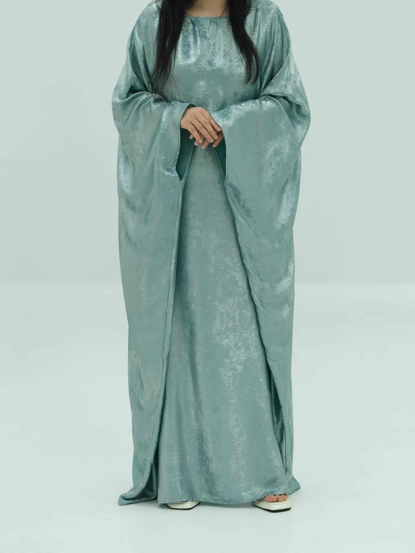 Women's Glitter Round Neck Long Sleeve Dress without Scarf, Modest Elegant Long Dress for Party Daily Wear, Ladies Islamic Clothing for Summer, Abaya