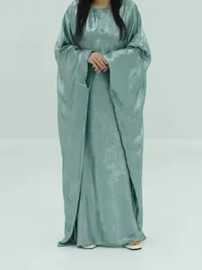 Women's Glitter Round Neck Long Sleeve Dress without Scarf, Modest Elegant Long Dress for Party Daily Wear, Ladies Islamic Clothing for Summer, Abaya