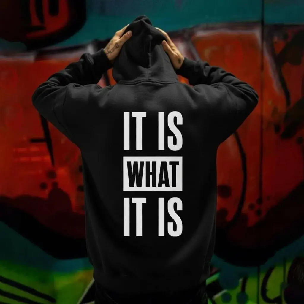 IT IS WHAT IT IS Printed Men's White Hoodie IT IS WHAT IT IS Printed Men's White Hoodie