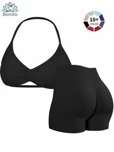 New Women's Sporty Yoga Set, Fitness Clothes, Workout Running Clothes, High-Waist Tight-Fitting Shorts and Tank Top, Summer Fitness for Running and Gym