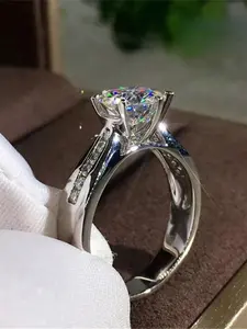 1 PC Luxury Cubic Zirconia Solitaire Ring Bridal Rings For Women For Valentine's Day Gift Wedding Anniversary Party Jewelry