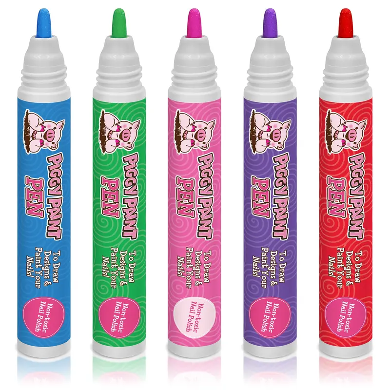 High Five! Piggy Paint Pen Bundle - Kids Non-toxic Nail Polish, Nail Art, Beauty Products, Gifts, Nail Polish, Pastel, Nail Care, Toddlers, Nail Polish Gifts, Nail Day