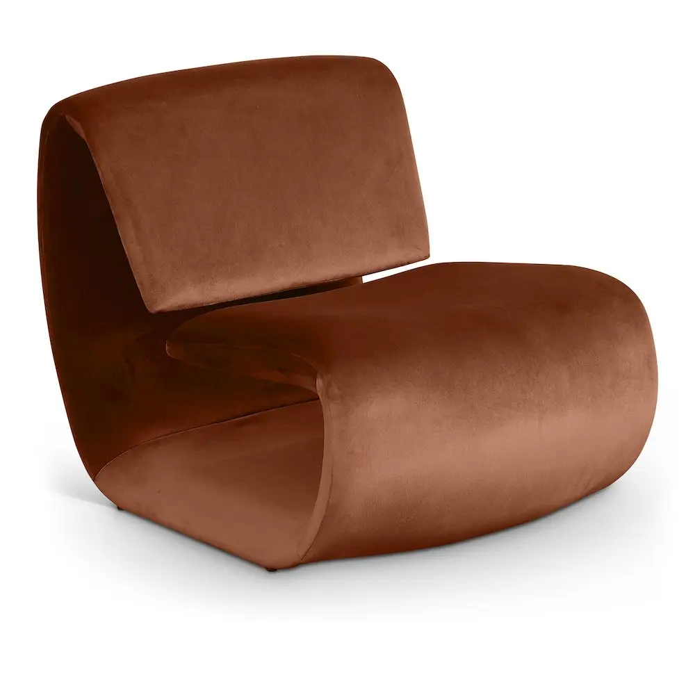 Nouveau Cognac Velvet Accent Chair