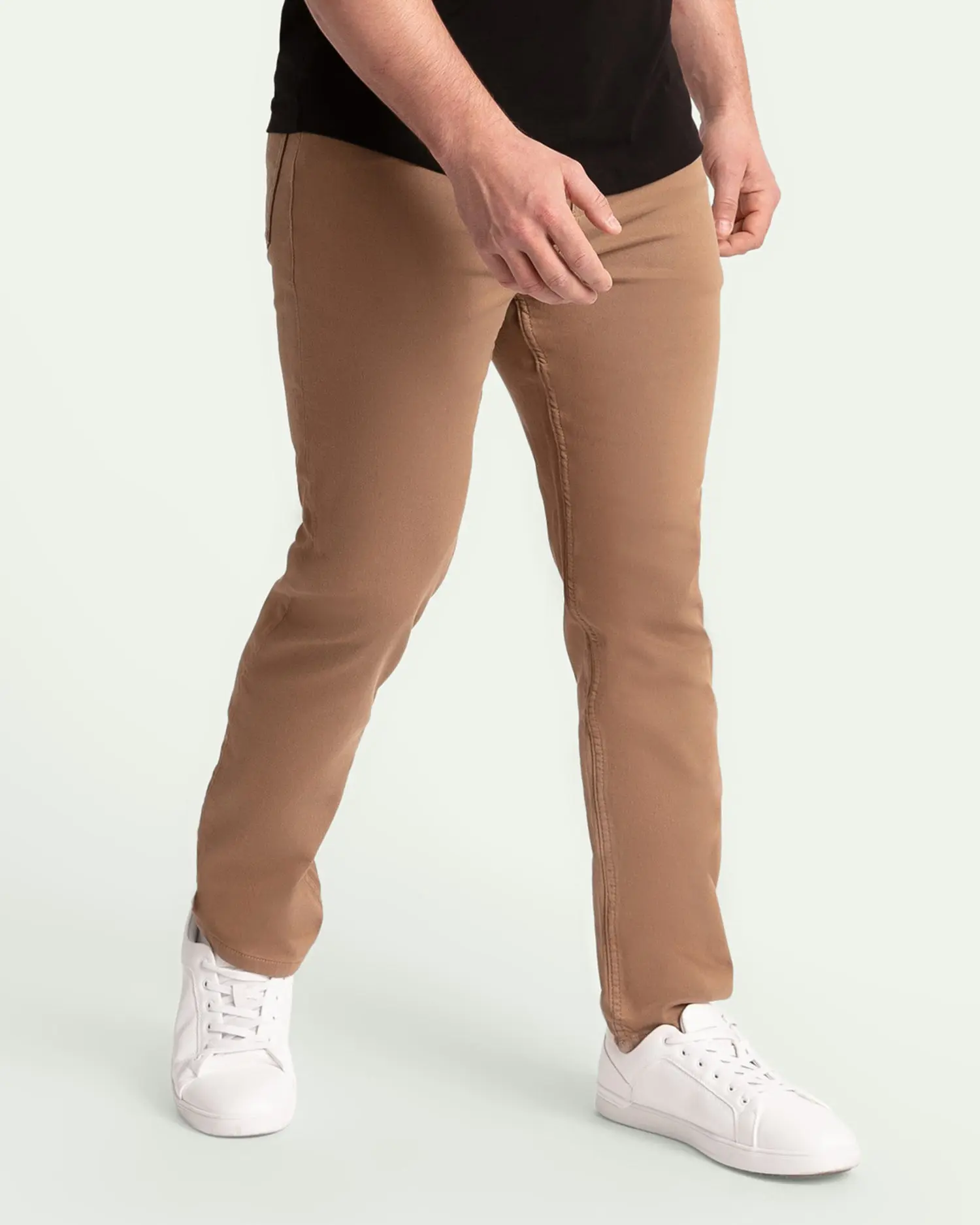 Men's Denim Knit Pants, Slim Thick Fit, Denkhaki Dark (Dark Khaki) - Menswear Bottoms