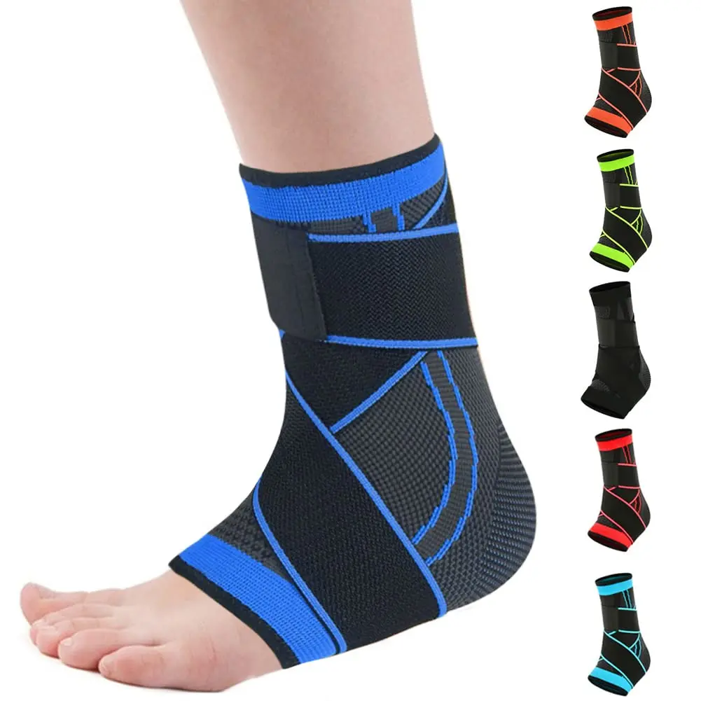 Ankle Brace for Men & Women Adjustable Compression Ankle Sleeve Support for Plantar Fasciitis, Achilles Tendon, Stabilize Ligaments, Sports Protection (Blue, Large) Healthcare Tool