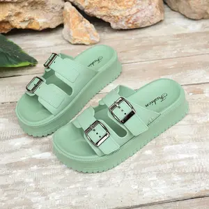 Women's Summer Classic Chunky Platform Flip Flops, 2026 New Style Beach Sandals, Adjustable Double Buckle Decoration, Thick Sole Slippers for Outdoor Wear elegant Comfortable memory daily outdoorfun