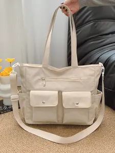Tote Bag Large Capacity Women's Shoulder Bag, High-End New Trendy Tote Bag Crossbody Canvas Backpack, College Student School Bag, Casual Trendy Bag
