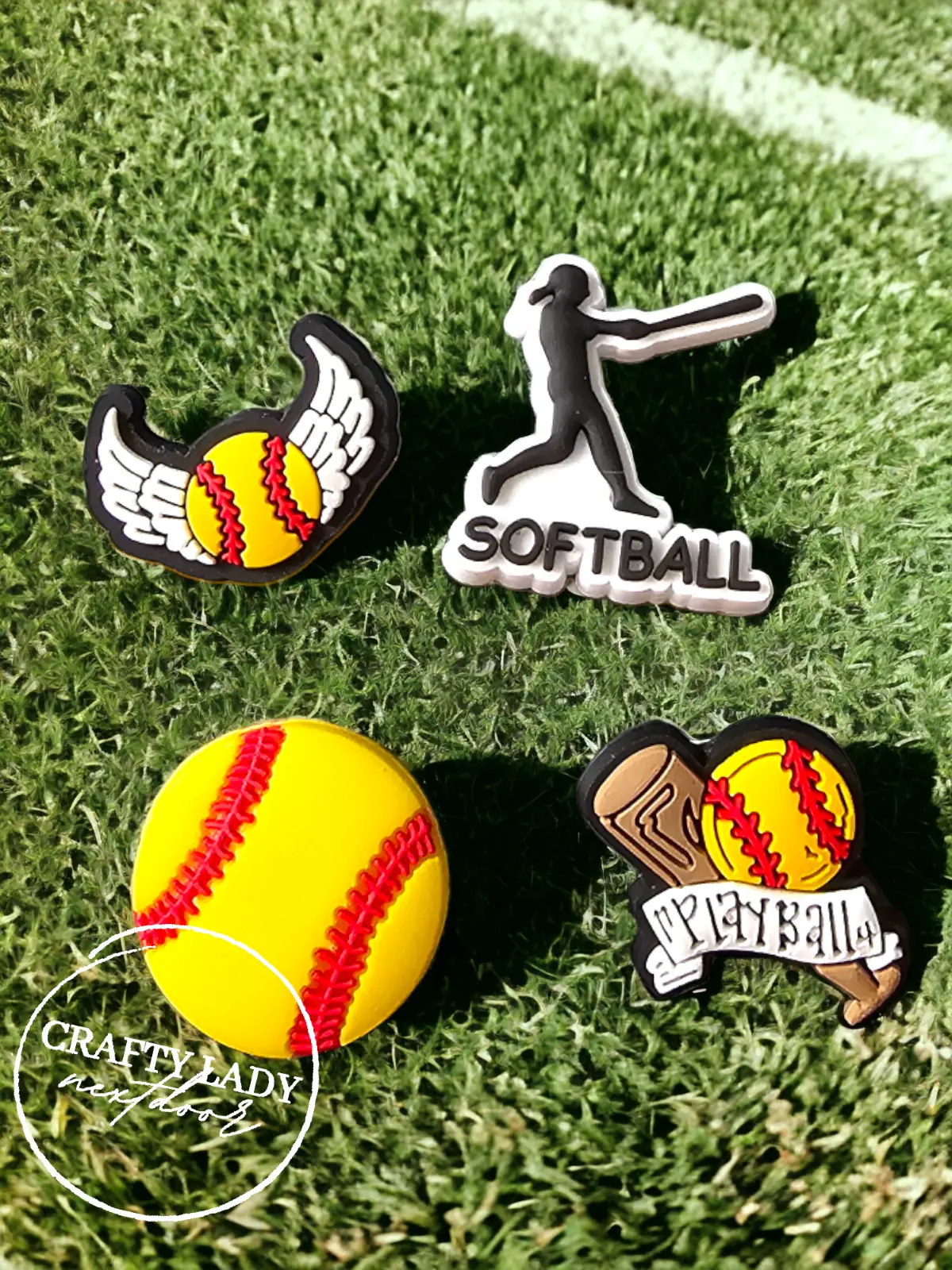Set of 4 Softball Shoe Charms