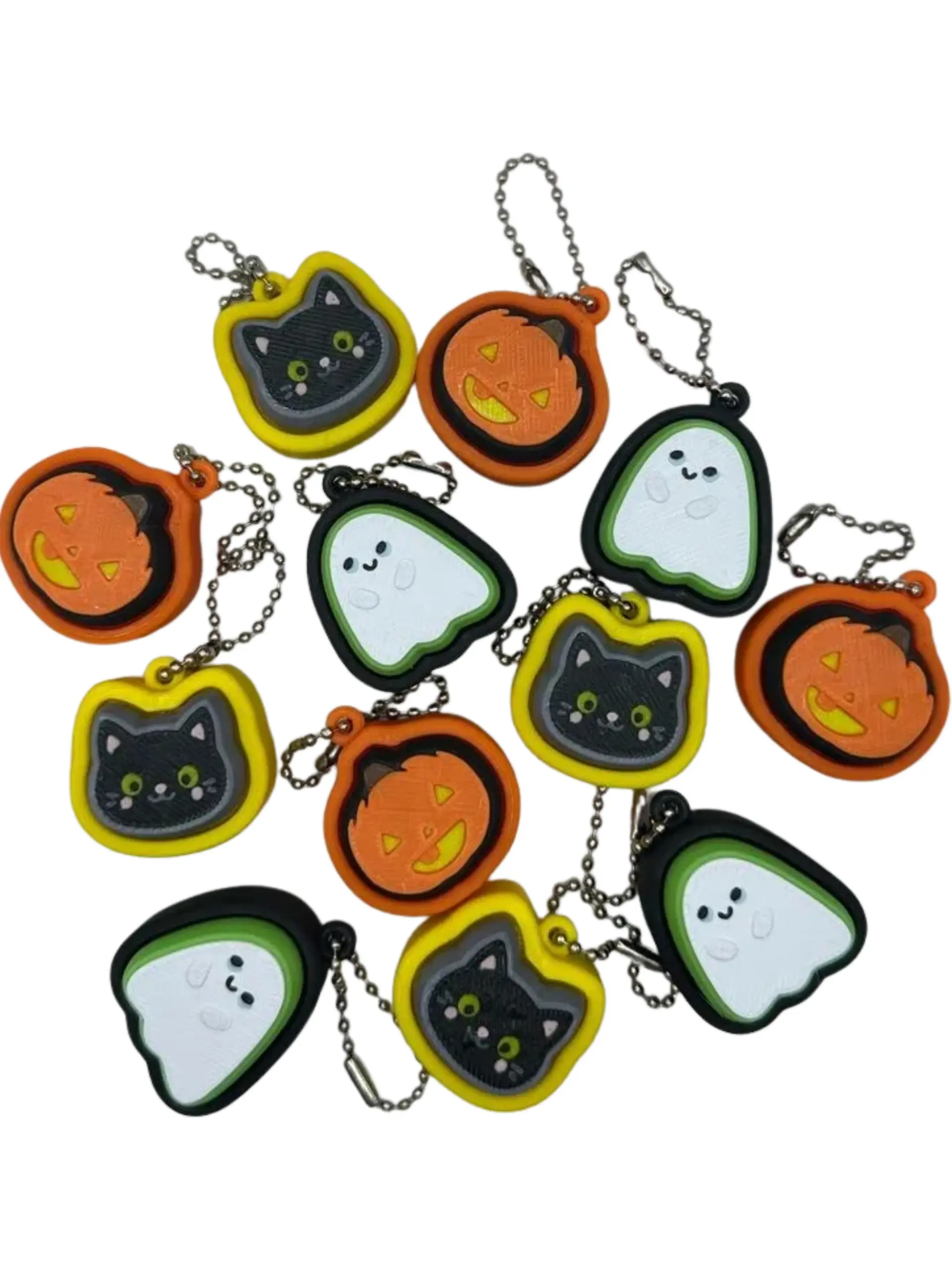 Mini Halloween Fidget Clicker Handout Pack of 12 Trick or Treat, Parties, Goodie Bags, Black Cat, Ghost, Jack o Lantern Pumpkin, Classroom, Party, keychain accessory, stress relief, cute must have