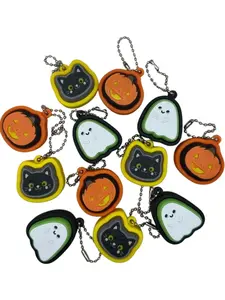 Mini Halloween Fidget Clicker Handout Pack of 12 Trick or Treat, Parties, Goodie Bags, Black Cat, Ghost, Jack o Lantern Pumpkin, Classroom, Party, keychain accessory, stress relief, cute must have