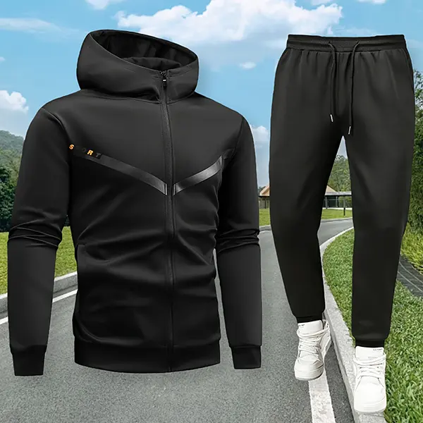 Men's 2-Piece Universal Sport Athletic Set - Hoodie Zipper Jacket, Adjustable Draw Jogging Pants, Soft Lightweight All Season Activewear for Fitness Walks, Fitness Training, Dry Clean tracksuit
