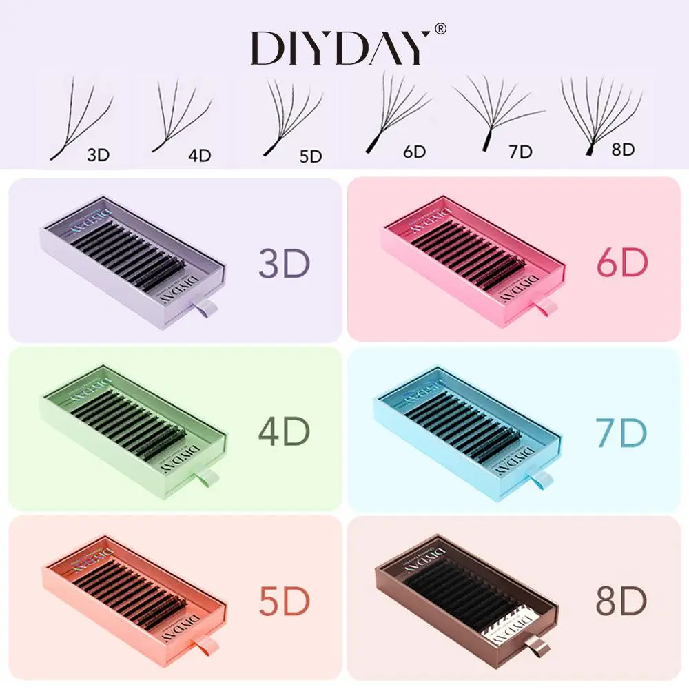 DIYDAY 3D W Lashes Extension 6D W Shaped Bloom Premade Eyelash Fans C D Curl Natural False Eyelashes for Extension Makeup 2026 New