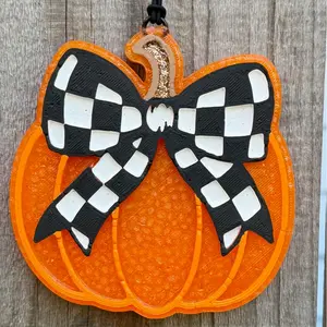 Checkered Bow Pumpkin Freshie