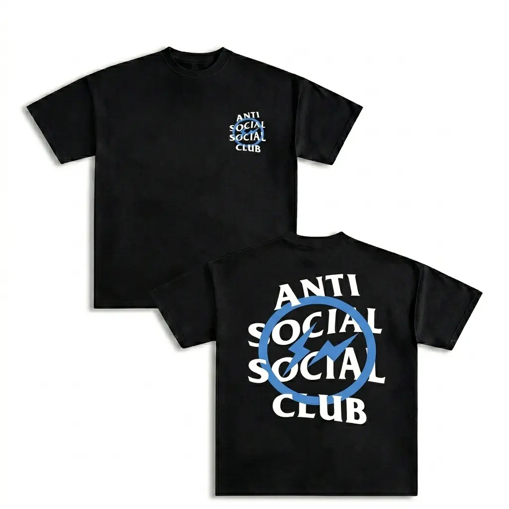Anti Social Aesthetic Lightning Bolt Graphic Tee Blue Bolt Shirt Men's Y2K Streetwear