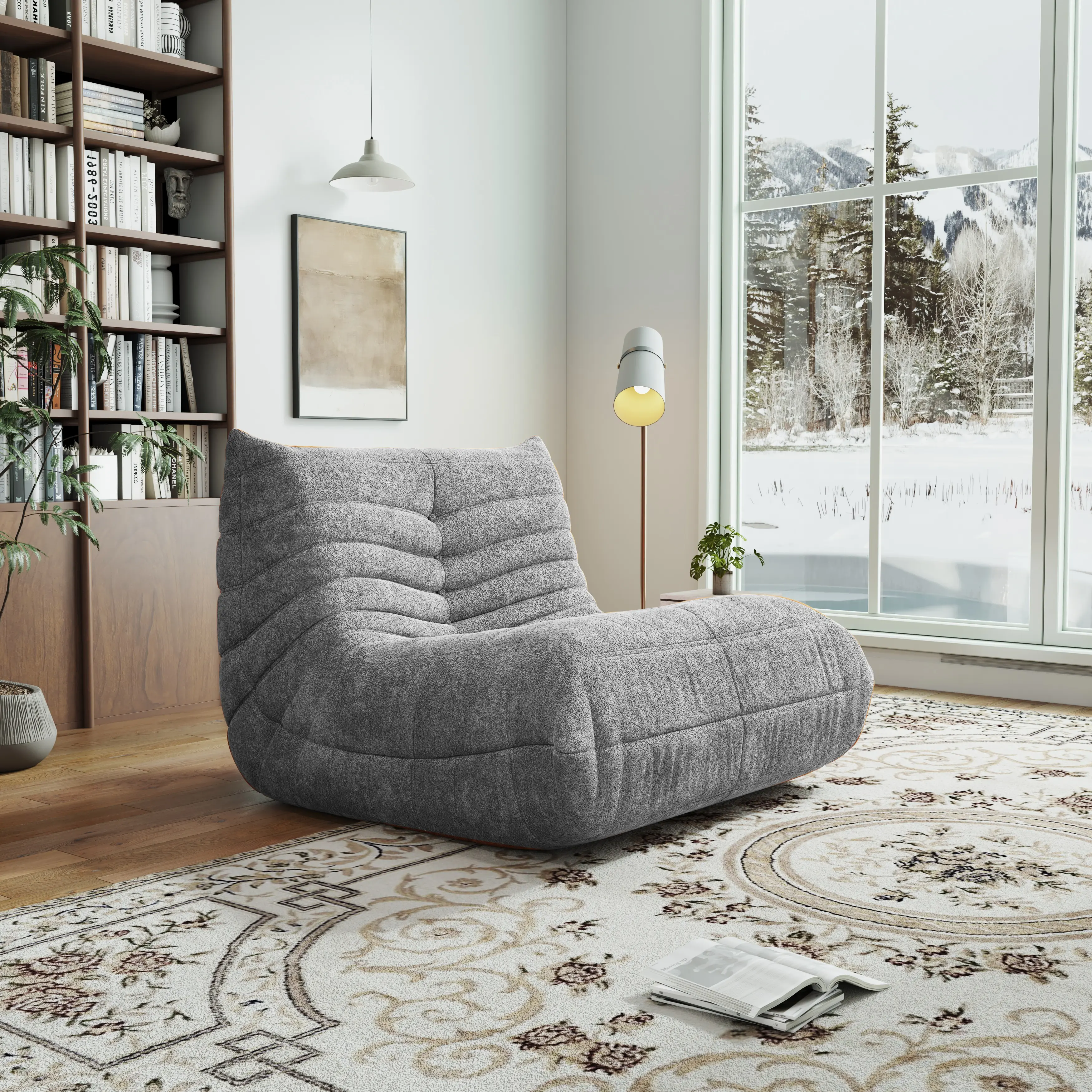 Bean bag chair, lazy floor sofa for adults and children, fireside chair with ergonomic design, memory foam lounge chair suitable for living room bedroom, office