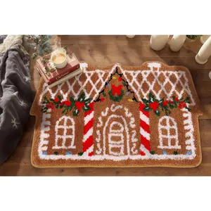 Christmas Bath Rug Gingerbread House Tufted Bath Mat Non Slip Xmas Winter Floor Mat for  Kitchen Bathroom Bedroom Porch Entryway