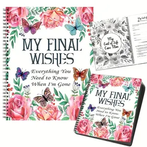 Floral Pattern Death Planning Book, 1 Count My Final Wishes Book, Planner Notebook, Personal Organizer for Assets & Information