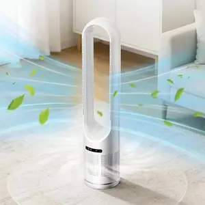 41" Bladeless Fan for Bedroom with Inside Air Filter, 80°Oscillating Tower Fan with Remote Control, 8 Speeds, 8H Timer, LED Display, Easy to Clean, Portable Quiet Design for Home, Office