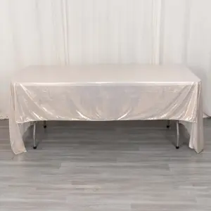 Sequin Dots Polyester Rectangle Tablecloth 60"x126" Beige Shimmer - Wrinkle Free & Sparkling Table Cover
