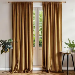 Luxurious Velvet Curtain, Modern Style for Living Room and Bedroom, Soft Texture with Clip Rings, Rod Pocket Design, Window Decor