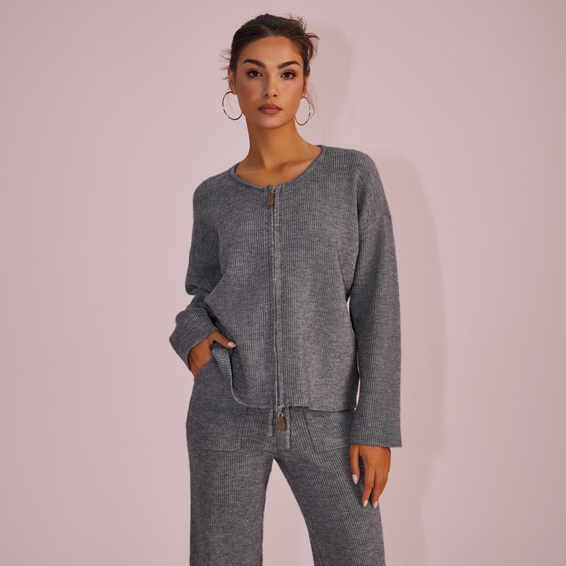 Joyfunear Women's Oversized Knit Sweater & Wide-Leg Pants Set - Cozy Casual Two-Piece for Comfortable Home Wear - Pink Colorway Chic Chunky