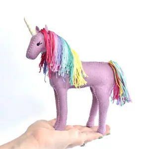 DelilahIris Felt Unicorn Stuffed Animal Sewing Kit - DIY Craft Kit with Digital Tutorial, Embroidery Thread, Doll Eyes, Wool Felt, Stuffing, and More
