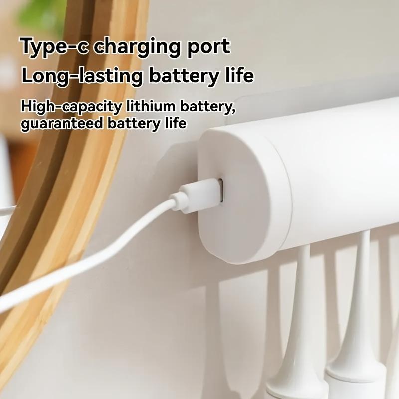 [Smart UV Toothbrush Sanitizer] 1pc Automatic Dual Sterilizer Smart UV Toothbrush Sanitizer - Wall-Mounted with Power Display, Rechargeable 1200mAh Lithium Polymer Battery, USB Charging, ≤36V for Bathroom Use