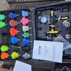 VEVOR 28 pcs Universal Radiator Pressure Tester Kit,  Coolant Pressure Tester Kit with Manual Pump and Color-Coded Test Caps, Coolant Vacuum Refill kit for Cars Motorcycles Trucks Cooling System