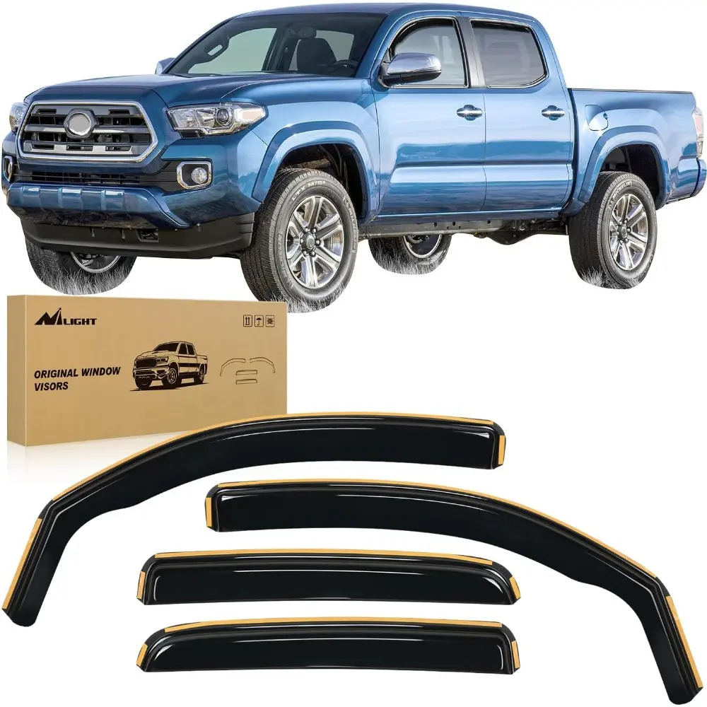 Durable Rain Guards For Toyota Tacoma Double Cab 2016,2017,2018,2019,2020,2021,2022,2023 Window Deflectors, Vent Window Visors, 4 Pieces