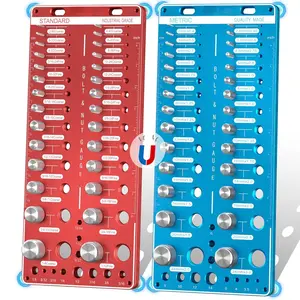 Upgrade Thread Checker, 78 Nut and Bolt Thread Checker with  Base, 28 Standard & 28 Metric & 22 Drill Bit Gauge, Wall-Mountable Bolt Thread Identifier Gauge for Quick Measurement
