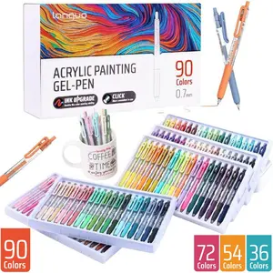 Languo Press-Type Acrylic Painting Pen Set, Acrylic Markers, Art Marker Set, 36/54/72/90 Colors, Accounting Colored Pens, Multicolor Fine Writing, Notebook Drawing Marking