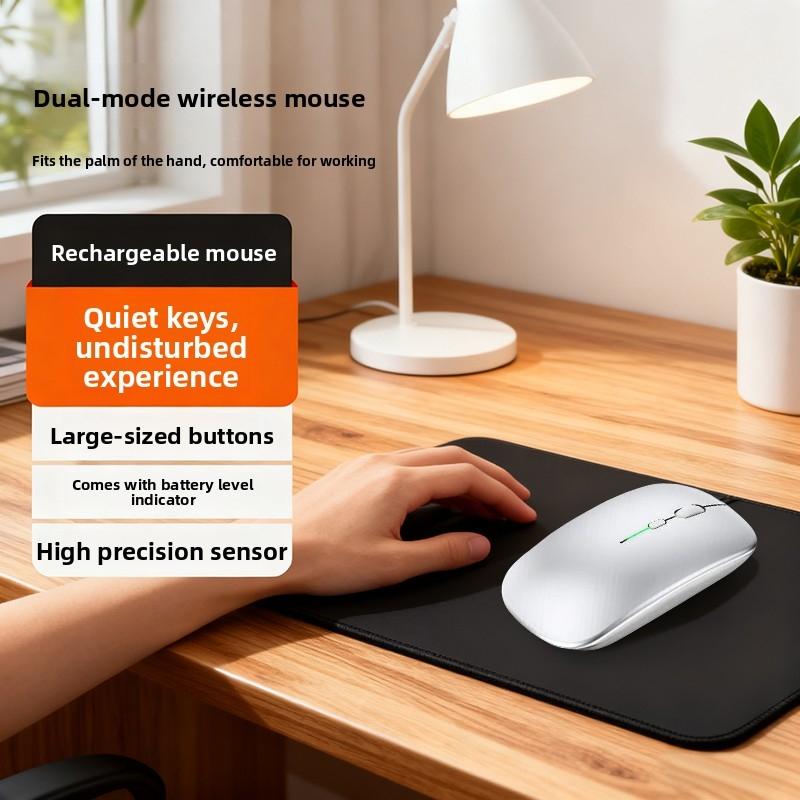 Wireless Bluetooth-compatible Dual Mode Mouse, Charging Display Screen, Silent, Laptop, Desktop Computer, Phone, Tablet Compatible, Lightweight Design