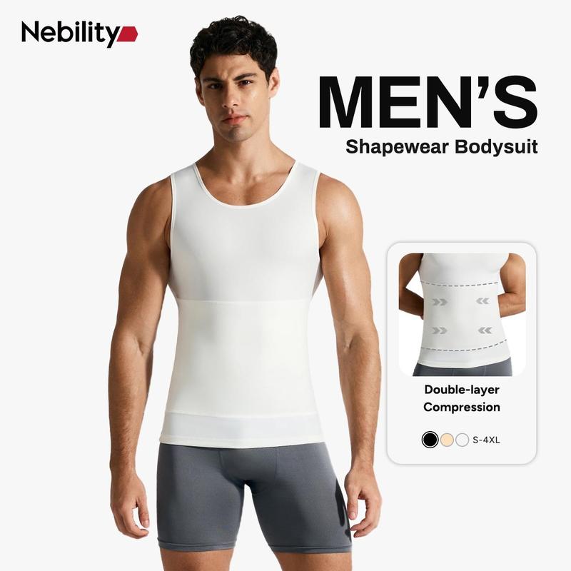 Nebility Men’s Silky Soft Compression Shapewear Tank, Slimming Body Shaper Vest with Waist & Chest Support, Stretchy, Odor-Resistant, Breathable Muscle Tank for Daily Comfort, Menswear, Tanktop,fathersdaygift