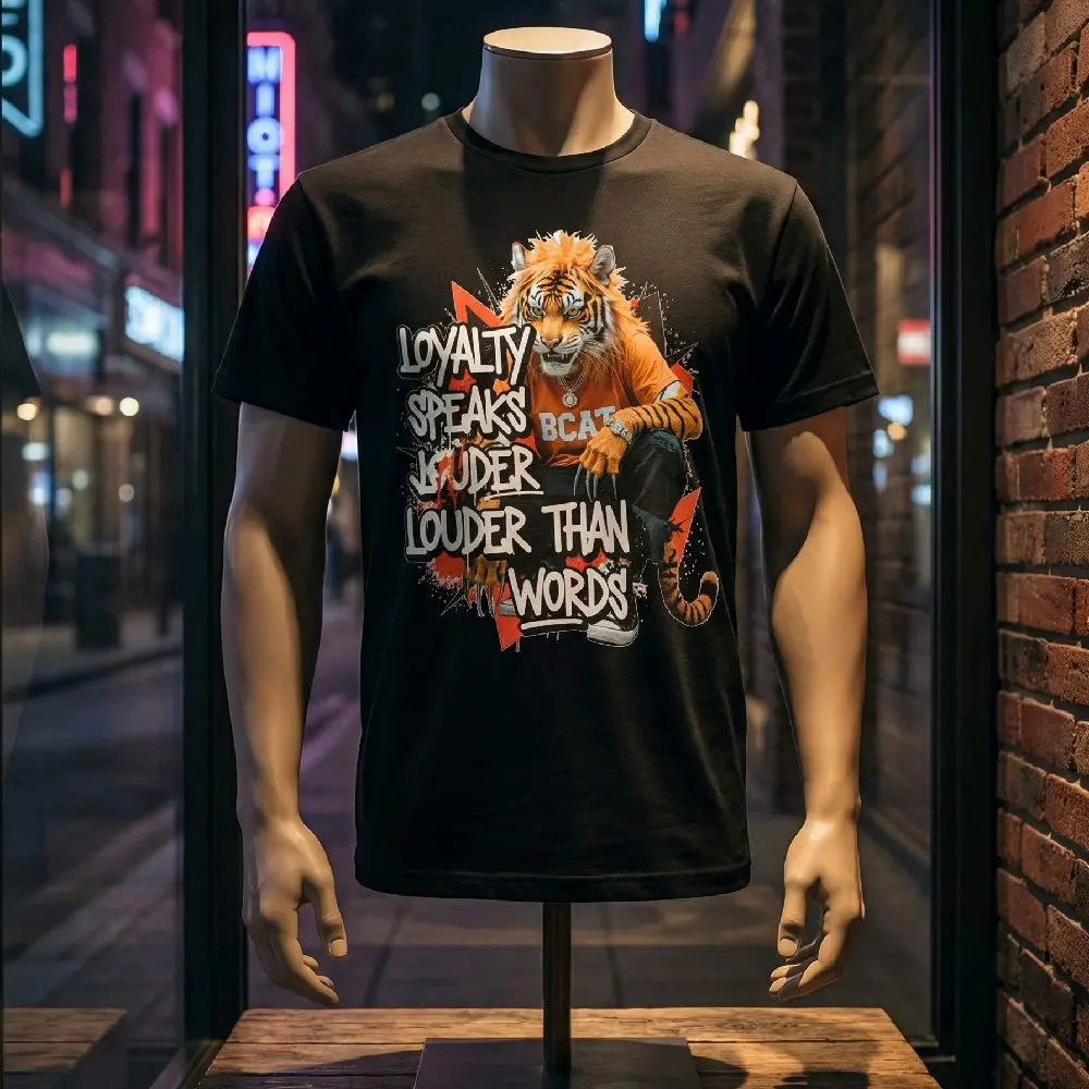 Loyalty Speaks Louder Than Words Tiger Graphic T-Shirt for Men Women Fashionable Streetwear