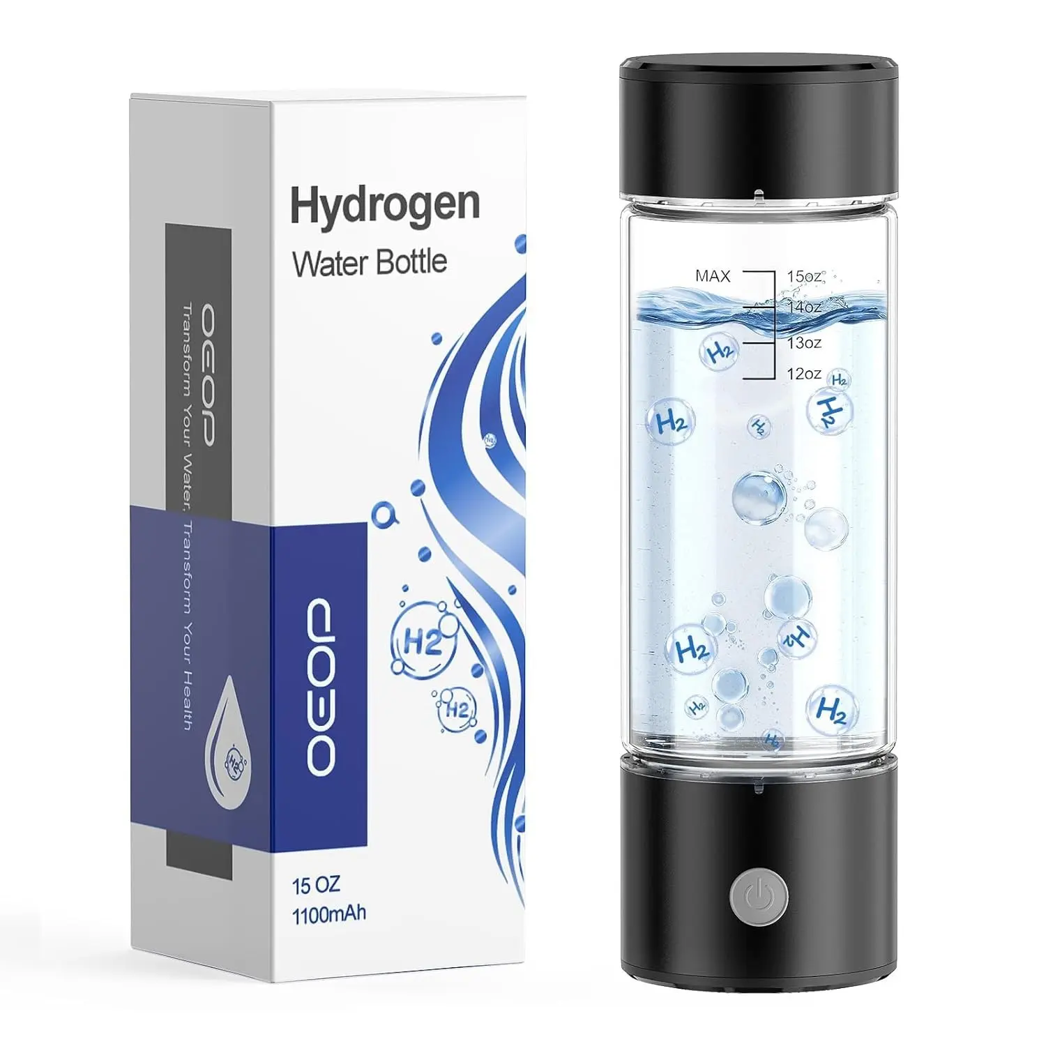 2200PPB Hydrogen Water Generator Bottle, SPE PEM Technology, 14oz Portable Hydro Water Machine for Home Travel Gym, Best Health Gift for Family & Friends (Black)