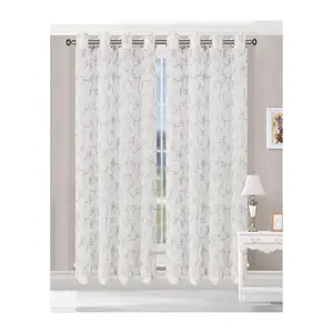 Superior Embroidered Scroll Sheer Grommet Curta ins, 52" x 96"