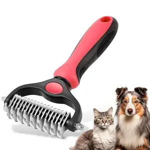 Pet Grooming Brush DeShedding Dog Cat Undercoat Rake Comb Double Sided