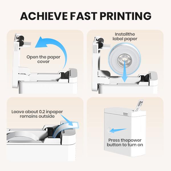 Portable Bluetooth Label Printer, D12 Wireless Handheld Printer with Tape Mini Sticker Maker for Barcodes Storage Office & Home Organization Thermal Printer