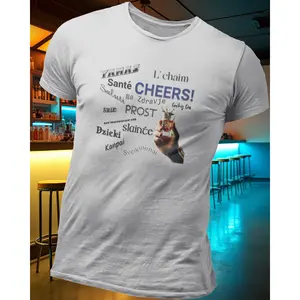 Cheers T-Shirt - Short Sleeve Design with Round Logo, Ideal for Casual Wear