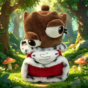 Cute Lazy Eye Person-Shaped Plush Stuffed Toy - Fluffy Kawaii Stuffed Animal Doll with Royal Cape, Kids Birthday Gift, Home Decoration Pillow, Plush Stuffed Toys, Fluffy Stuffed Toys
