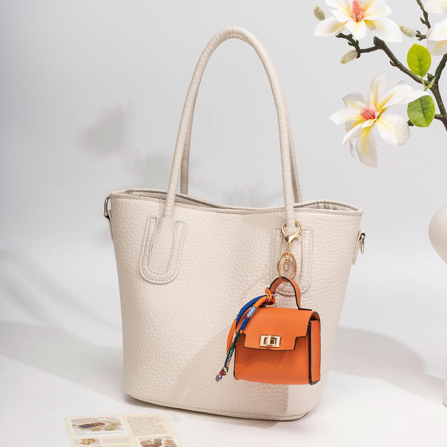 Mini Square Bag Pendant Keychain - High Quality Leather with Colorful Strap, Cute Car Keychain & Bag Charm Accessory