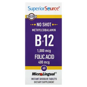 Superior Source Methylcobalamin B-12, Folic Acid, 60 Instant Dissolve Tablets Superior Source Methylcobalamin B-12, Folic Acid, 60 Instant Dissolve Tablets